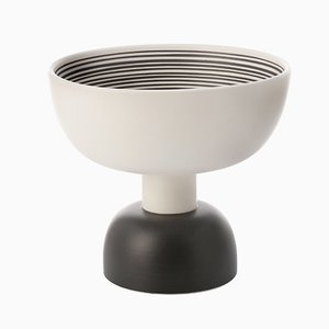 Black and Creme Alzata Bowl by Ettore Sottsass for Bitossi, 2015