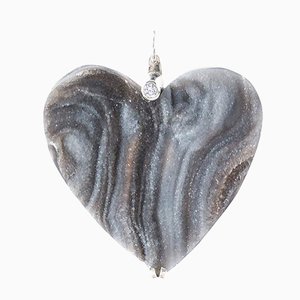 Heart Shaped Chalcedony Necklace with Solitaire Diamond