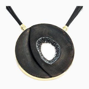 Black Onyx Druzy and Diamond Necklace