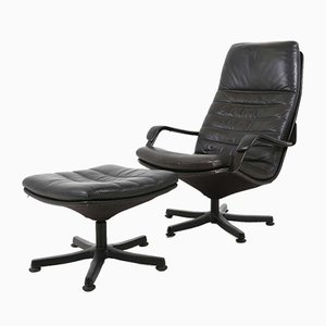 Danish Leather Lounge Chair from Berg Furniture, Set of 2