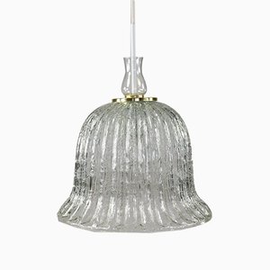 Lampada a sospensione vintage in vetro a forma di campana di Doria, anni '60