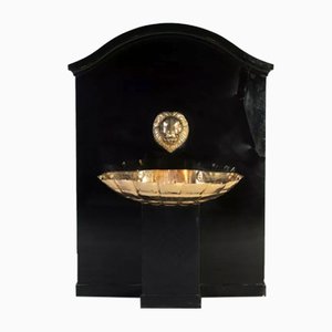 Black Wood & Brass Lions Head Indoor Fountain