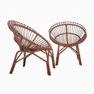 Vintage Stühle aus Korbgeflecht & Bambus, 1950er, 2er Set