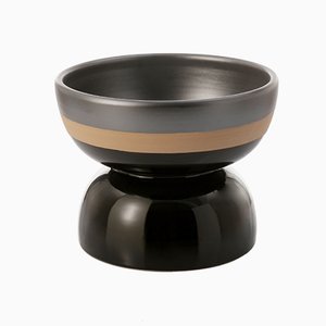 Black and Orange Footed Bowl by Ettore Sottsass for Bitossi, 2015