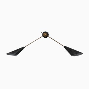 Lampade da parete Mid-Century in ottone e vetro perforato, set di 2