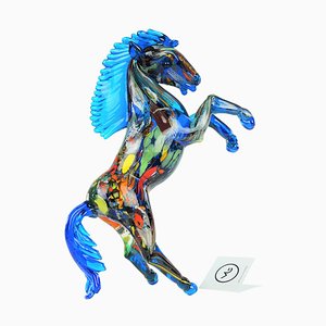 Escultura de caballo con fantasía de cristal de Murano, 2021