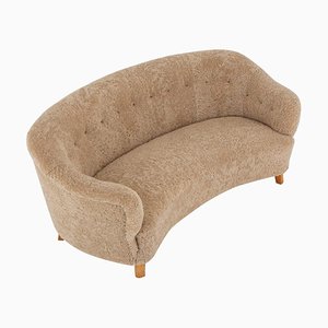 Canapé Scandinave Mid-Century en Peau de Mouton par Otto Schulz