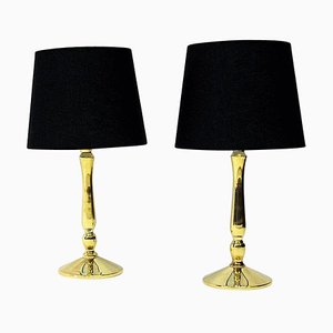 Scandinavian Brass Table Lamps, 1950s, Set of 2