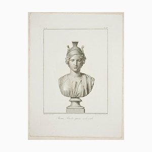 Acquaforte originale, Roma, 1821. Alessandro Mochetti, Roma, Busto quasi colossale