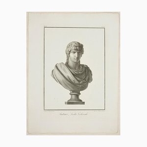 Aguafuerte antiguo, 1821 de Giovanni Folo, Antinoo, Testa Colossale
