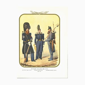 Antonio Zezon, Second Royal Guard Shooter Battalion, Original Lithograph, 1856