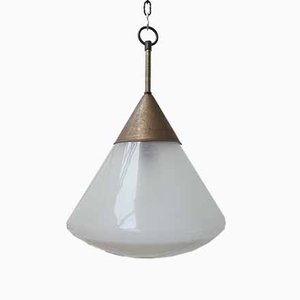 Antique French Conical 2-Tone Pendant Light