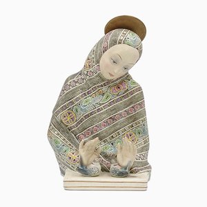 Scultura Madonna Dell'amore in ceramica di Helen König Scavini per Fabbrica Lenci