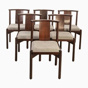 Moderne Vintage Stühle aus Holz & grauem Stoff, 1960er, 6er Set