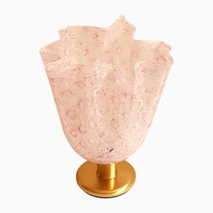 Vintage Pink Murano Glass Fazzoletto Table Lamp from La Murrina, Italy, 1970s