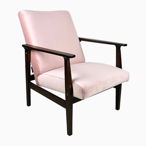 Vintage Pink Velvet Lounge Chair, 1970s