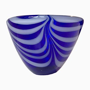 Modernist Blue Spiral Bowl by Vicke Lindstrand for Kosta Boda, 1960s