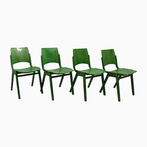 Chaises de Salon Empilables Vintage Vertes par Roland Rainer, Vienne, 1952, Set de 12