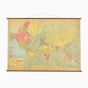Large Vintage World Wall Map from Philips
