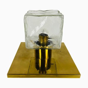 Quadratische Eisglas Deckenlampe von JT Kalmar, 1960er