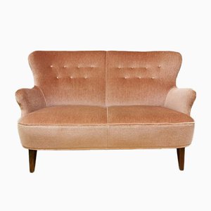 Dutch Vintage Pink Velvet Sofa Bank by Theo Ruth for Artifort