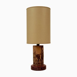 Petite Lampe de Bureau Découpage Style Hollywood Regency
