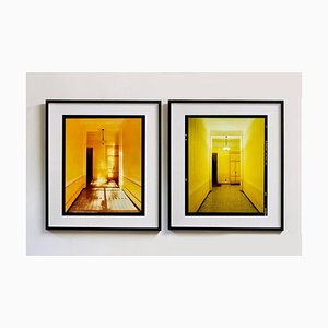 Yellow Corridor Day and Night, Milan, Interior Architecture Color Photograph, 2019