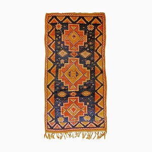 20th Century Blue Yellow Orange Berber Moroccan Rug, 1950s