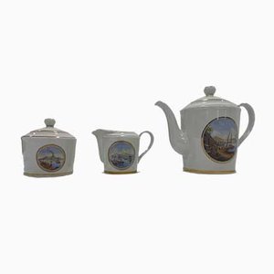 Juego de té Vedute Napoletane Collection de porcelana de Enrico Capuano para Capodimonte. Juego de 3