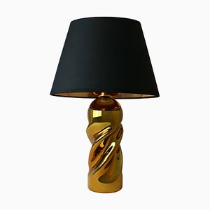 Lámpara de mesa Little Crush II con base dorada y pantalla negra de Mineheart