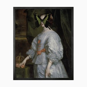 Medium Portrait of Black and Green Butterfly on Lady de Mineheart