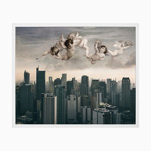 Angels Over City Framed Large Printed Canvas from Mineheart