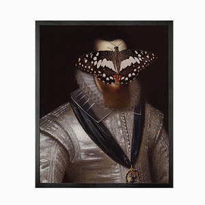 Portrait de Papillon Noir et Blanc sur Homme Large de Mineheart