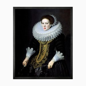 Lady with Tongue Out 1 Framed Printed Canvas Large from Mineheart