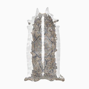 Superlanger blauer & brauner Teppich aus Rindslederimitat von Mineheart