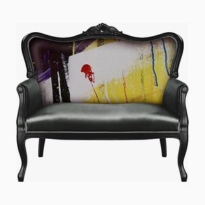 Grey Velvet Sofa with Butterfly White on Mine from Mineheart