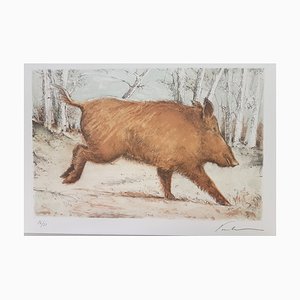 Lithographie Blaise Prudhon, The Boar, Signée à la Main