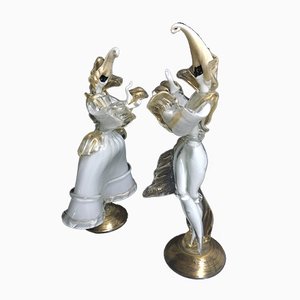 Masked Dancers Statues from Cesare Toso, Set of 2