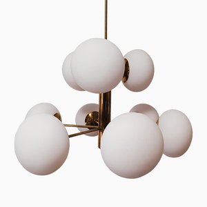 Lampada da soffitto Sputnik con 9 luci in ottone