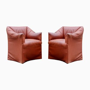 Set of Tentazione Oxred Leather Armchairs by Mario Bellini for Cassina