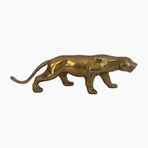 French Brass Tiger Sculpture, 1970s