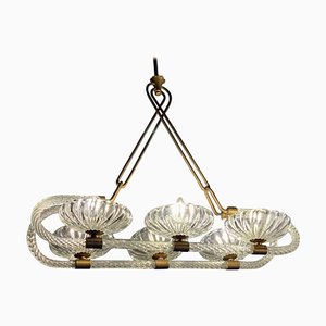 Lámpara de araña veneciana de 6 luces de Livio Seguso, años 40