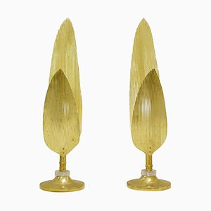 Lampade da tavolo color oro a forma di palma, set di 2