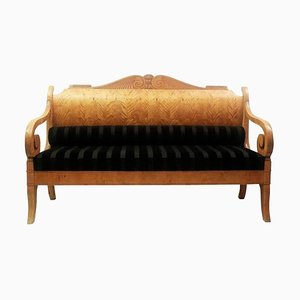 Early 19th Century Russian Biedermeier Sofa in Birchwood & Upholstery