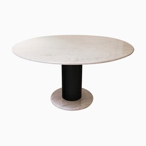 Pedestal Table in Carrara Marble by Ettore Sottsass