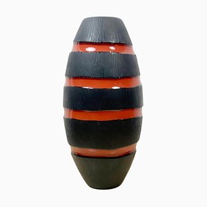 Nostos Murano Black and Red Glass Vase, Italy, 2001