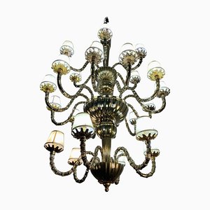 Lámpara de araña veneciana de cristal de Murano, años 80