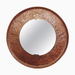 Hammered Round Copper Mirror