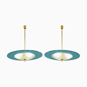 Saucer Shaped Chandelier in the Style Fontana Arte, Italy, 1960s