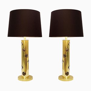 Italian Lamps in Brass and Glass, Set of 2